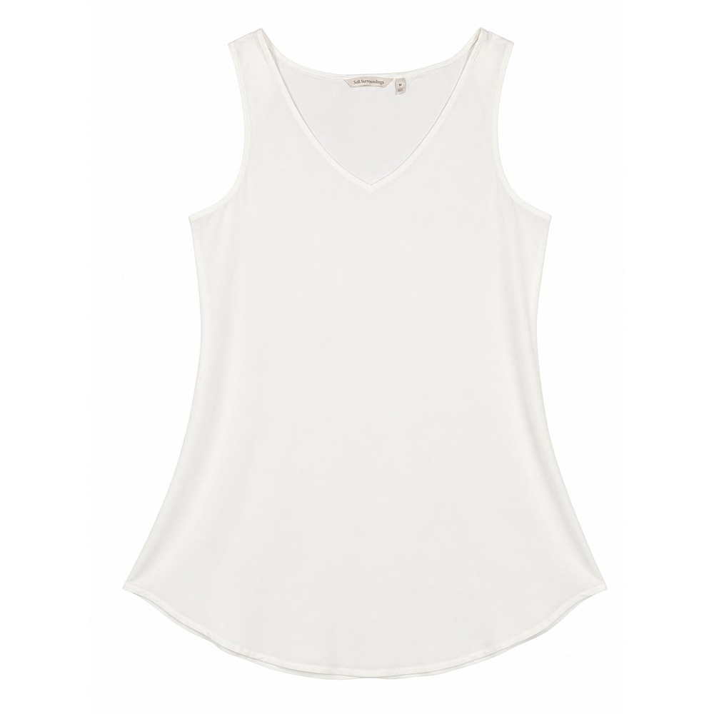 Soft Surroundings Silk Tank Top Women Medium Ivory V Neck Minimalist Tunic Shell
